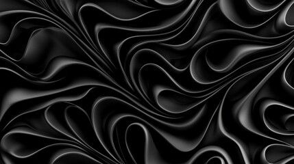 Obraz premium A black and white image of a black fabric with a pattern of waves