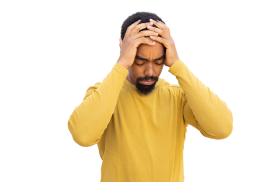 Young Black man experiencing a headache
