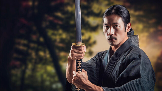 samurai portrait with katana