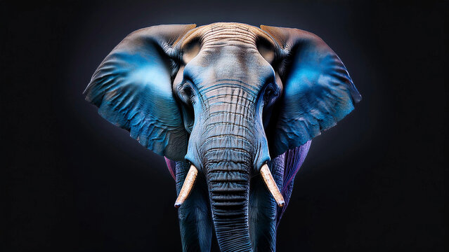 elefant portrait on black background