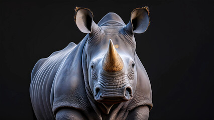 rhino head with hair