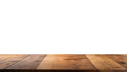 Empty wooden table with a smooth surface, ideal for displaying products. The backdrop is simple and neutral, perfect for showcasing items or presentations.