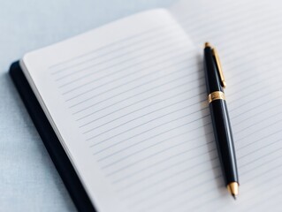 Blank Notebook Page with a Black Pen