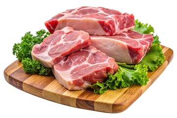 Fototapeta premium Fresh raw pork white meat isolated on a transparent background, perfect for culinary and butchery applications in stock photography. Ideal for recipe development and food presentations.