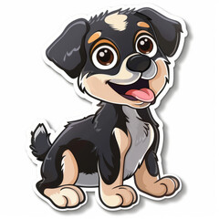Fototapeta premium Cute cartoon dog sticker design with happy expression and big eyes