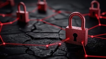 Abstract data networks with secure locks, visualizing strong encryption and privacy across devices