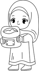 muslim kid outline coloring activity
