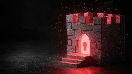 Fototapeta premium Abstract digital fortress built from encrypted code, symbolizing maximum security for private data