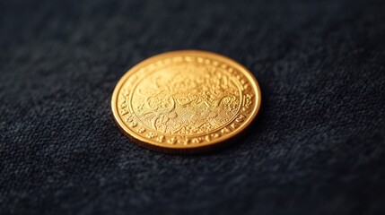 Intricate Gold Coin with Shiny Surface