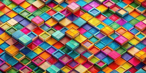 Vibrant geometric patterns featuring colorful square backgrounds, perfect for modern design, abstract art, and creative projects, enhance visual appeal and inspire artistic expression.