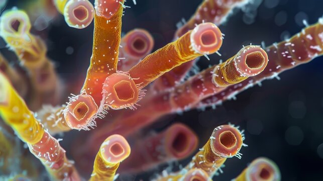 Intricate structures of virus rods captured under microscope  a detailed exploration of viral forms