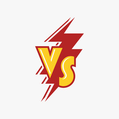 Vs or versus logo for battle or fight game flat cartoon symbol