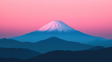 Fototapeta premium Glowing Peak of Mount Fuji at Sunrise