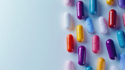 Colorful Capsules on Light Background