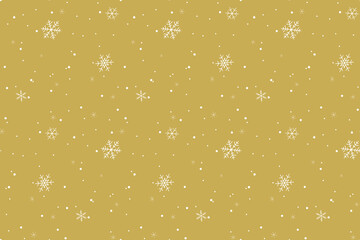 Seamles Snowflake Pattern On Golden Brown Background. Vector Illustration.
