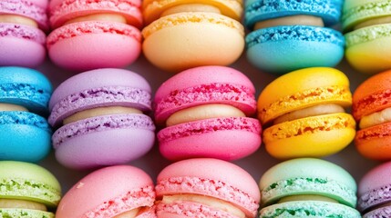 Fototapeta premium Colorful Macarons in Pastel Shades Arrangement