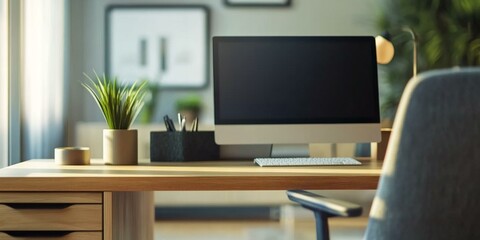 Fototapeta premium minimal style Desk workspace. copy space. simple modern.