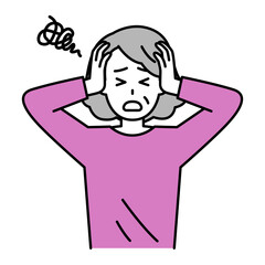 頭を抱えて悩む年配の女性