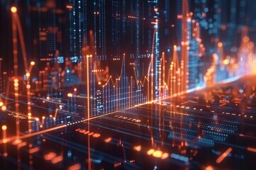 Fototapeta premium Business digital graph chart in stock trade market. Growth investment.