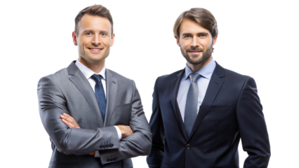 Businessmen in business suits two in full height Isoleted On Transparent Background