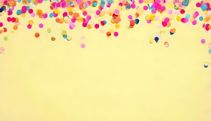 Bold Colorful Confetti on Pale Yellow Background