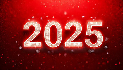 christmas greeting card features snowy red glitter background white glowing text festive look