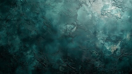 Obraz premium A dark sea green wall with abstract antique paint textures creating a sophisticated, luxurious appearance. The high-resolution image captures the refined, modern design with deep, elegant colors.