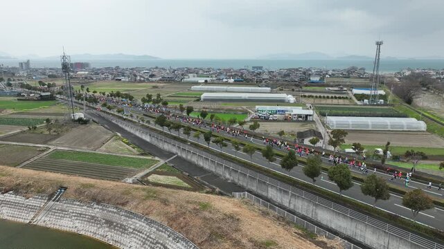 2024 Ehime Marathon - Runners passing by