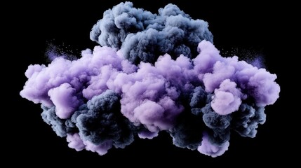 Fototapeta premium Purple and Grey Smoke Explosion Isolated on Black Background