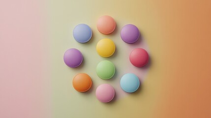 Obraz premium Colorful Round Pastel Balls on Soft Background