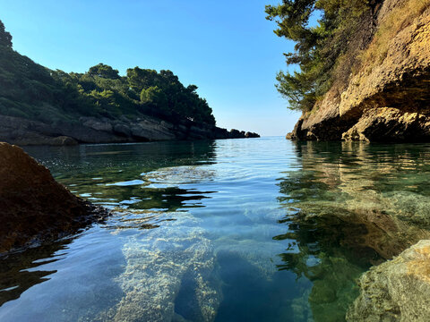 Beautiful sea rocky coastline scenic landscape 