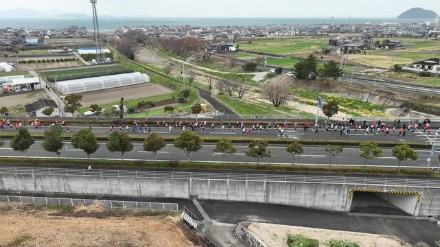 2024 Ehime Marathon - Runners approach 16km marker