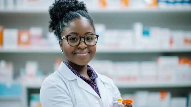 Attentive Pharmacist Preparing Medicine for Child