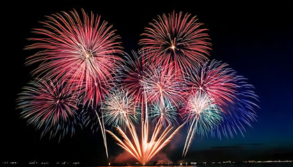 Fototapeta premium fireworks fill air burst color sound night salutes