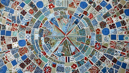 Vibrant Tile Mosaic Art Showcase from Above