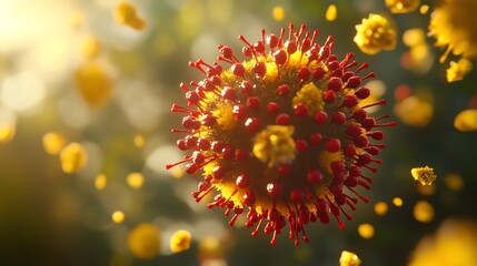 Virus particle in sunlight with pollen