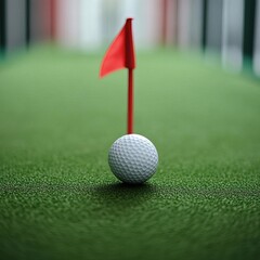 Obraz premium Close-up of ball spinning towards the flag, perfect trajectory, bright course