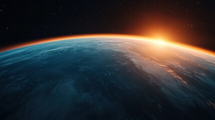 Fototapeta premium Sunrise Over Earth’s Horizon from Space View
