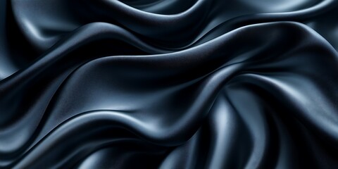 Fototapeta premium Smooth, dark fabric with elegant folds and textures.