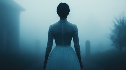 Fototapeta premium Ethereal Spirit of a Young Woman in White Dress