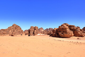 Scenic view of rocks in Wadi Rum desert, Jordan