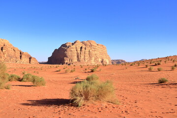 Scenic view of rocks in Wadi Rum desert, Jordan