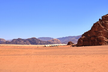 Camp site tents at Wadi Rum Desert, Jordan