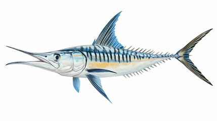 Fototapeta premium Sailfish, Swordfish, Marlin, Fish Illustration, Marine Life, Watercolor Fish, ocean, sea, animal, underwater, nature