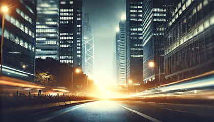 Naklejka premium 夜の都市道路の背景素材