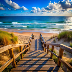 Obraz premium stairs leading to an empty beach