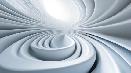 Fototapeta premium White spiral abstract structure with smooth layers and soft lighting.