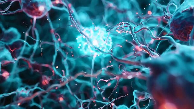 Neural network: structure of brain cells revealing complex pathways, intricate connections, essential for cognitive functions, memory processing, overall nervous system communication.