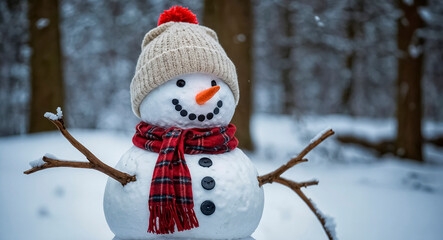 Fototapeta premium snowman on the snow