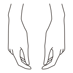 Gentle Hand Gestures – Relaxed Downward Outline Vector

